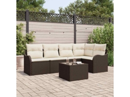 Vidaxl Conjunto de Sofá de Jardim 6 Pcs Castanho Rattan Sintético