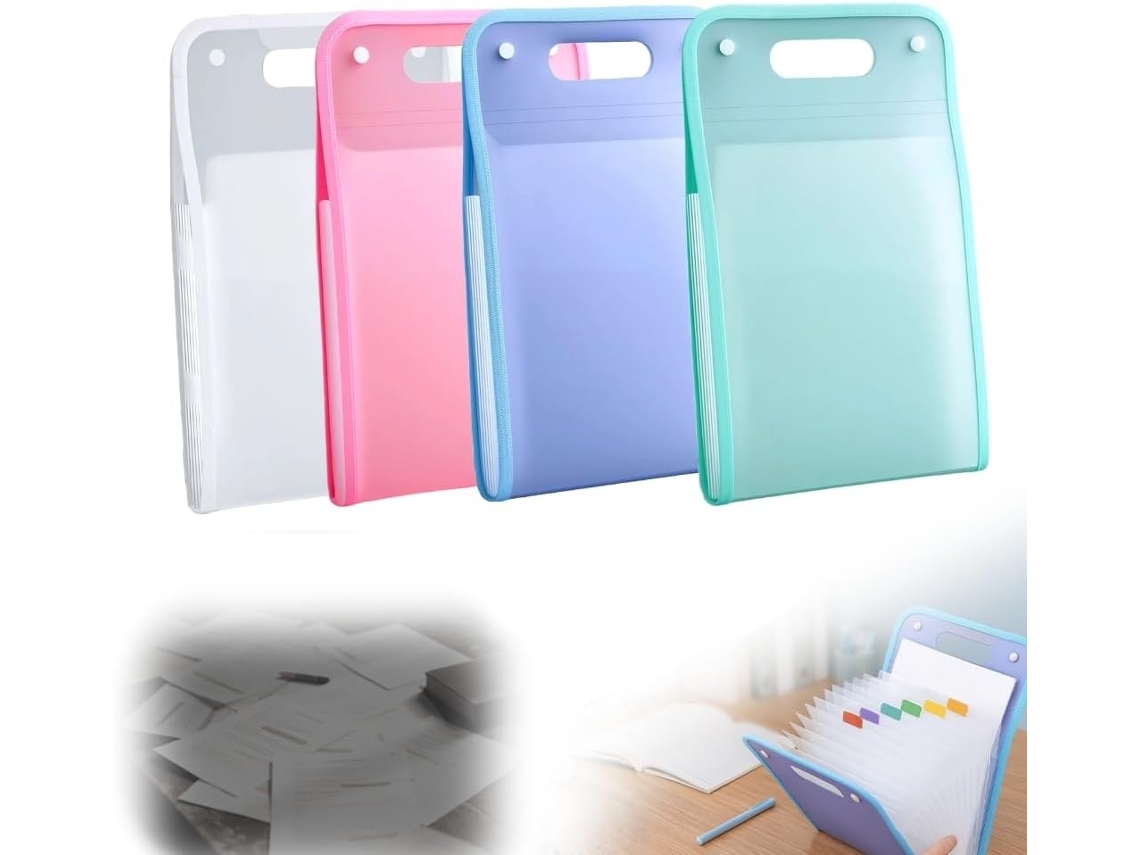 Pasta Expansível Para Documentos A4 Com 13 Bolsos, Fecho E Grande Capacidade Elysve