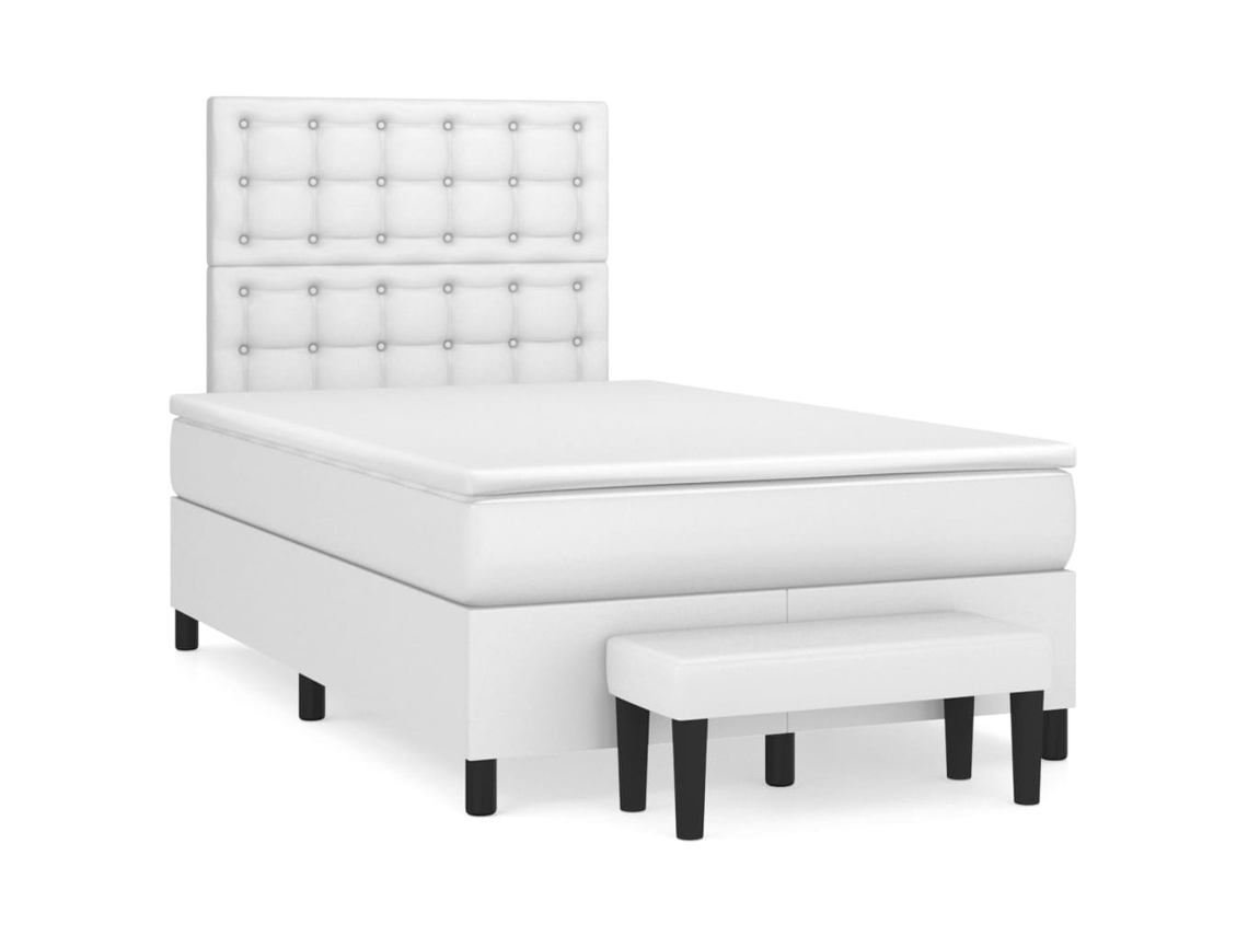 Box Spring Bed, Box Spring Beds Vidaxl Branco Couro Artificial (120 X 200 Cm)