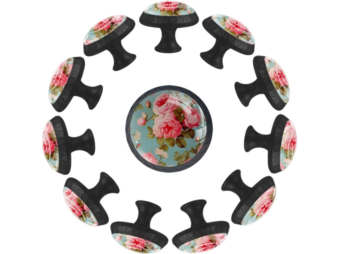 Puxadores Redondos Para Armários De Cozinha, Puxadores Para Armários E Gavetas, 12 Peças, Flor De Primavera, Puxadores
