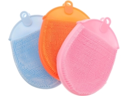 Conjunto De 3 Escovas Silicone Esfoliantes E Massageadoras Para Banho, Limpeza Suave, Estimulação, Adequadas Para Todos