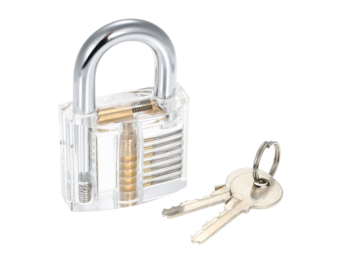 Conjunto de 15 Ferramentas de Arrombamento com 2 Cadeados Transparentes | S/MARCA