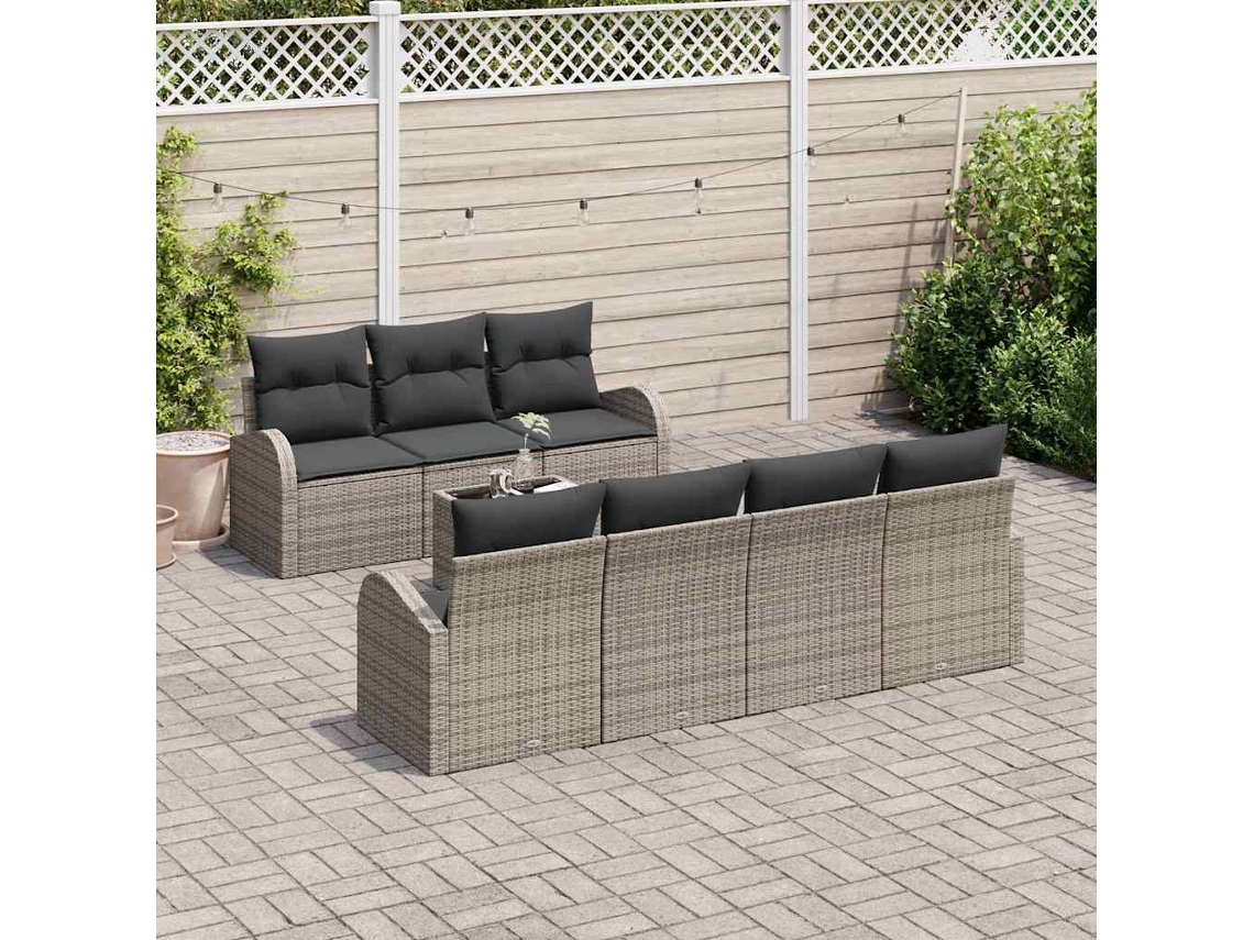 Vidaxl Conjunto De Sofá De Jardim 8 Unid. 7-número De Lugares Cinzeto