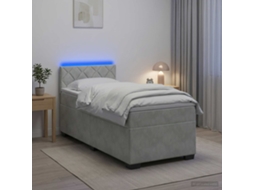Vidaxl Cama Box Spring Com Colchão E Led Cinzento-claro 80 X 200 Cm