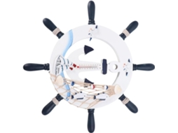 Navio Madeira Pendurar Estilo Mediterrâneo Branco Decorativa Única Interiores Ornamento Parede Adereço GOKOCO