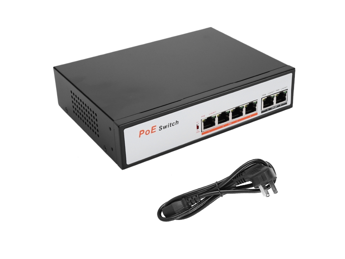 Switch 6 Portas 100mb Integrado, Poe, 10m/100m Para Câmera Ip, Ieee 802.3af, 110 240v, Au