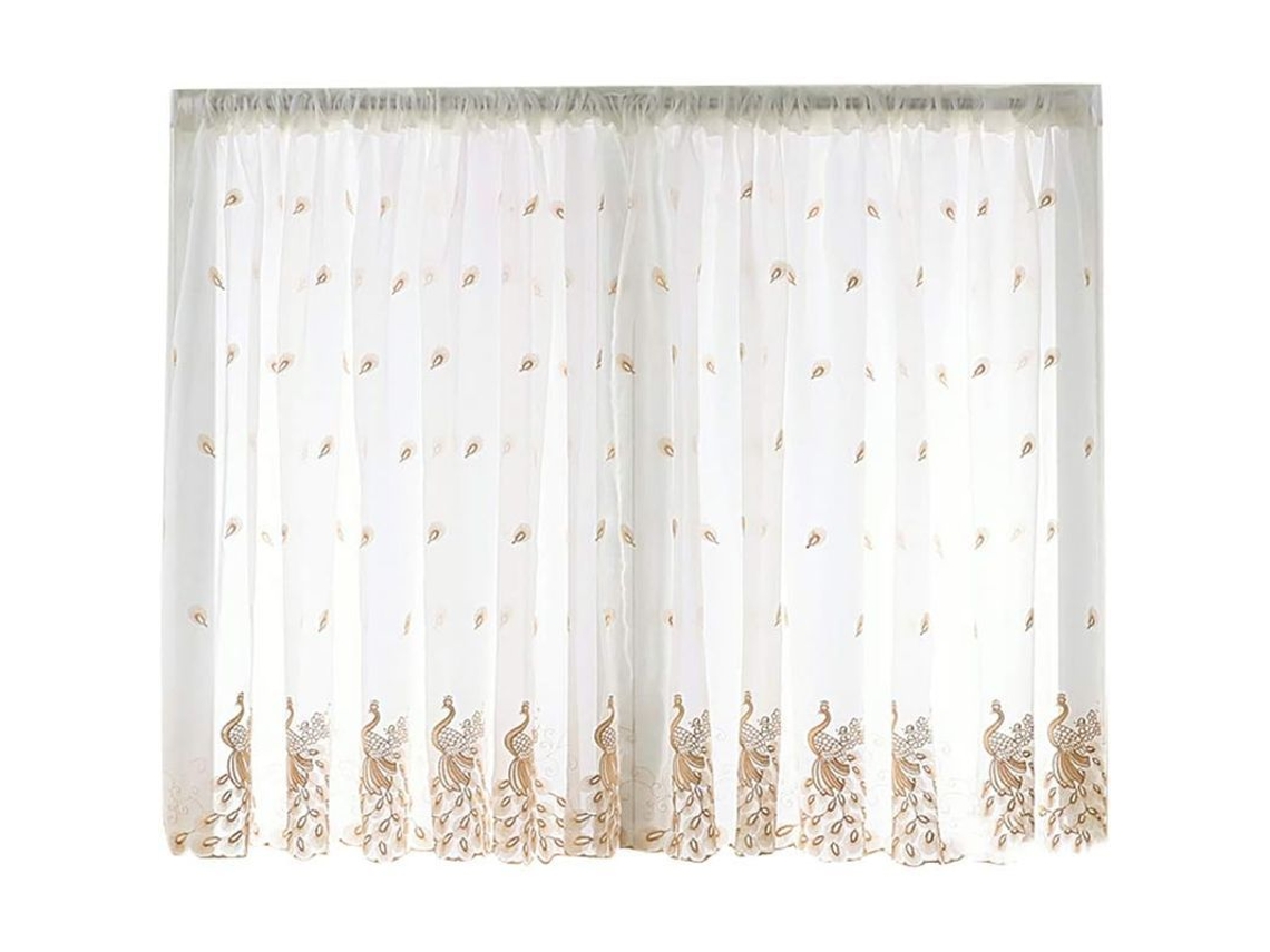 2026 cortinas Transparentes de Voile com Bordado de Plumas para Comedor com Bolsa para Varilla