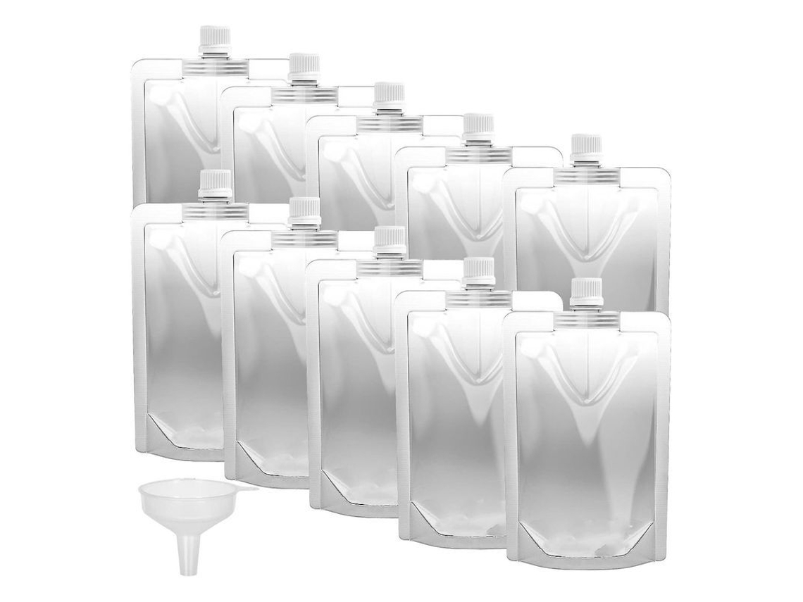 10 Saches De Líquido Alimentar Resistentes A Vazamentos Com Tampa Rosca E Bicos Pet Reutilizáveis Para Esportes E Atividades Ao Ar Livre 350ml