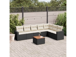 Vidaxl 8 Pcs Conjunto Sofás De Jardim Com Almofadões Vime Pe Preto