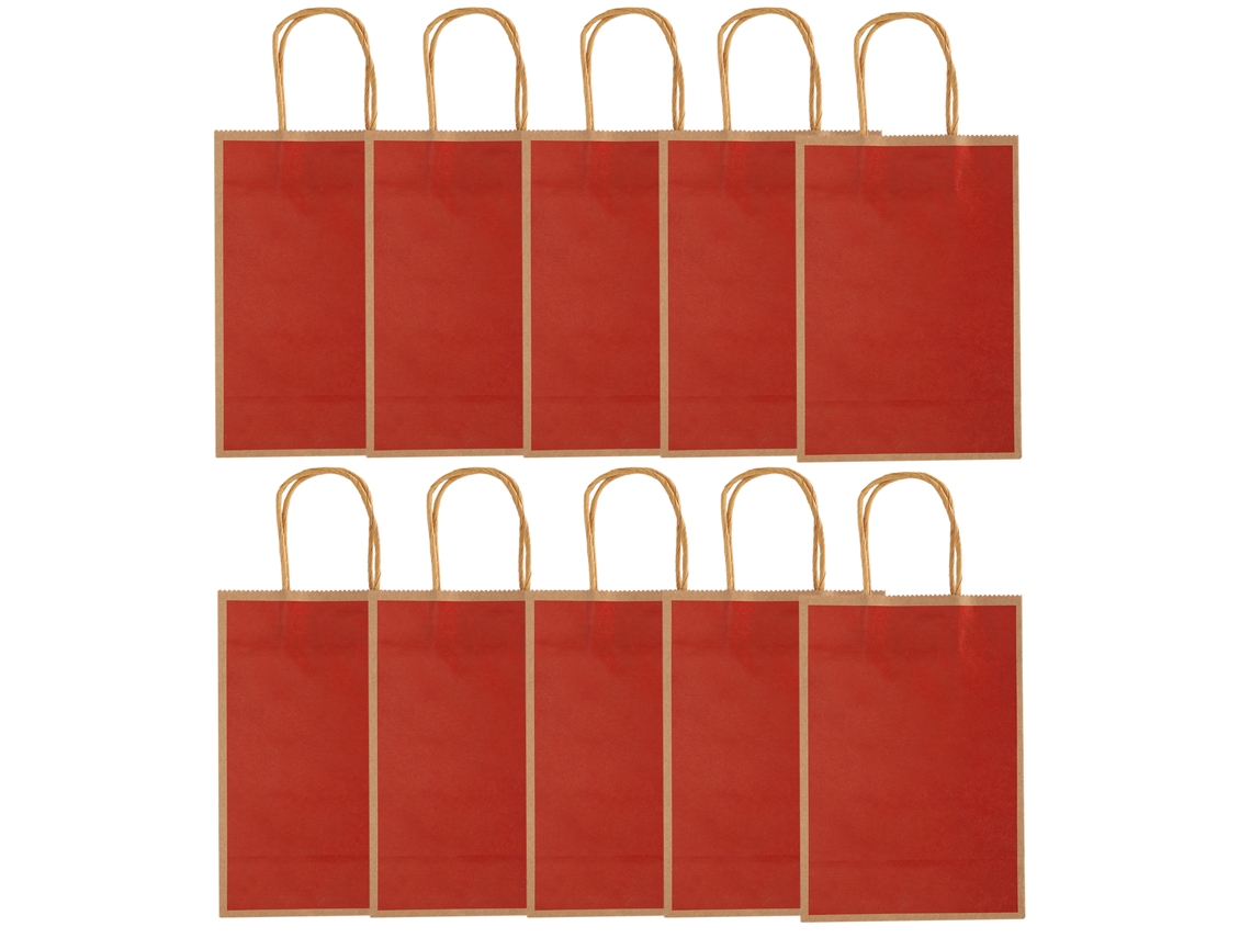 Sacos De Papel Kraft Vermelho 15x8x21cm Para Transporte De Presentes