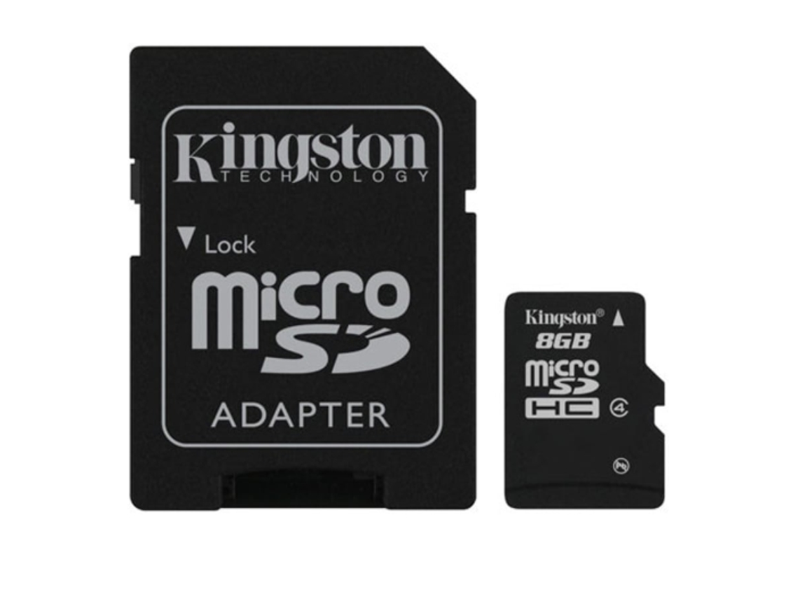 Cartão De Memória Microsd 8gb Adaptador | Velocidade 100mb/s | Classe 10 Uhs I | Full Hd Kingston Sd002 Preto