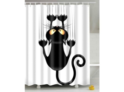 Cortina de Chuveiro Gato com Ganchos 150x180 S/MARCA