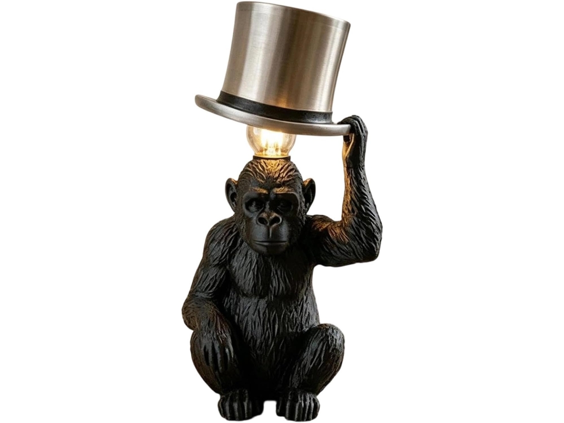 Luminária Macaco De Cartola, Decoração Escultural Original Em Forma De Animal