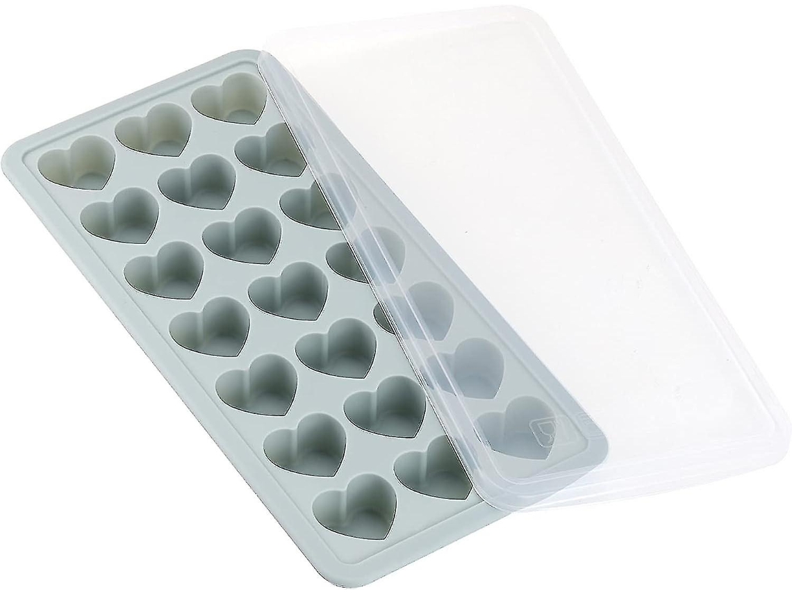 Moldes de Gelo em Forma de Coração de Silicone com Tampa, 21 Compartimentos, Material Alimentar, Azul, 28*14cm
