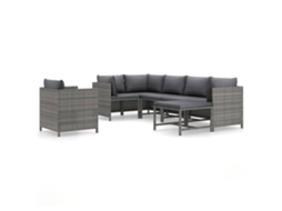 Maison Exclusive - 7 Pcs Conjunto Lounge De Jardim C/ Almofadões Vime Pe Cinzento