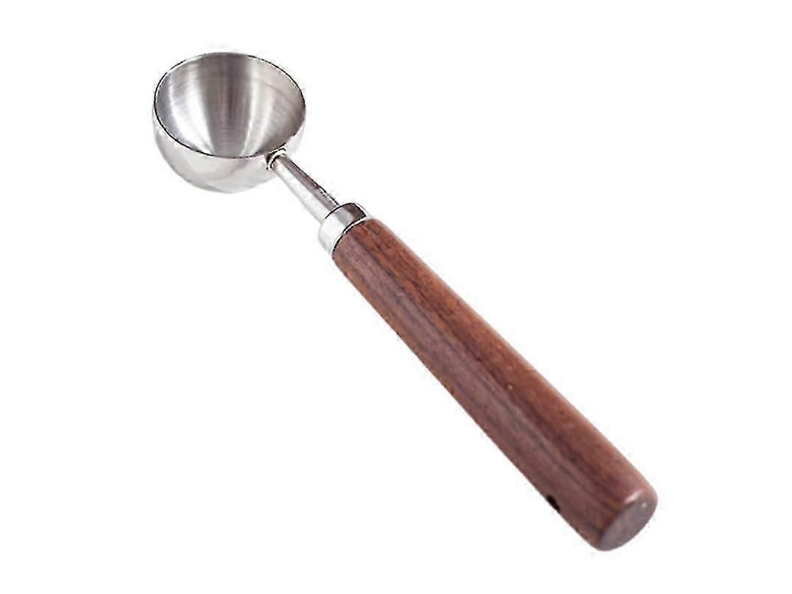 Colher De Medição De Café Com Cabo De Noz Ergonomico E Aço Inoxidável 304, 15ml, Versátil Para Chá E Cacau Prata