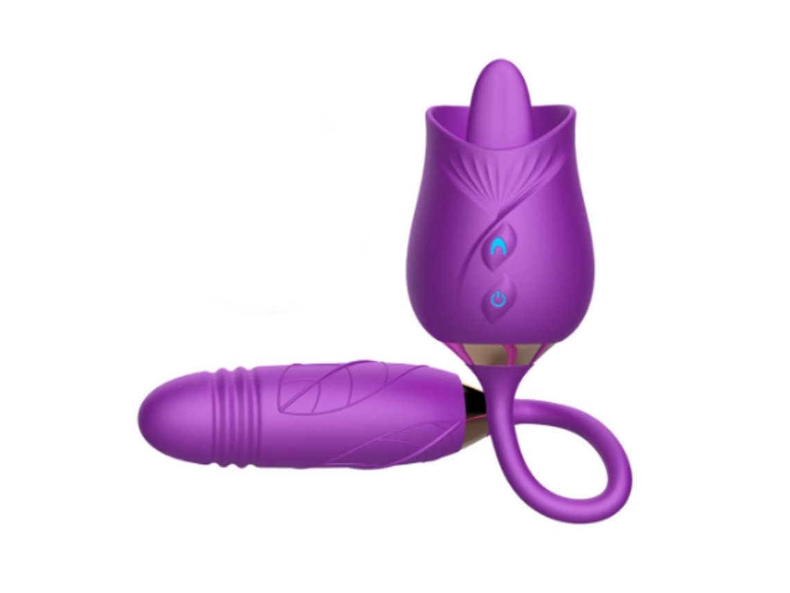 Rose Toy Para Mulheres Com Língua, 3 Em 1 Mamilo Do Clitóris Estimulador De Lamber A Língua Vibrador Vibrador Do Ponto G, Roxo