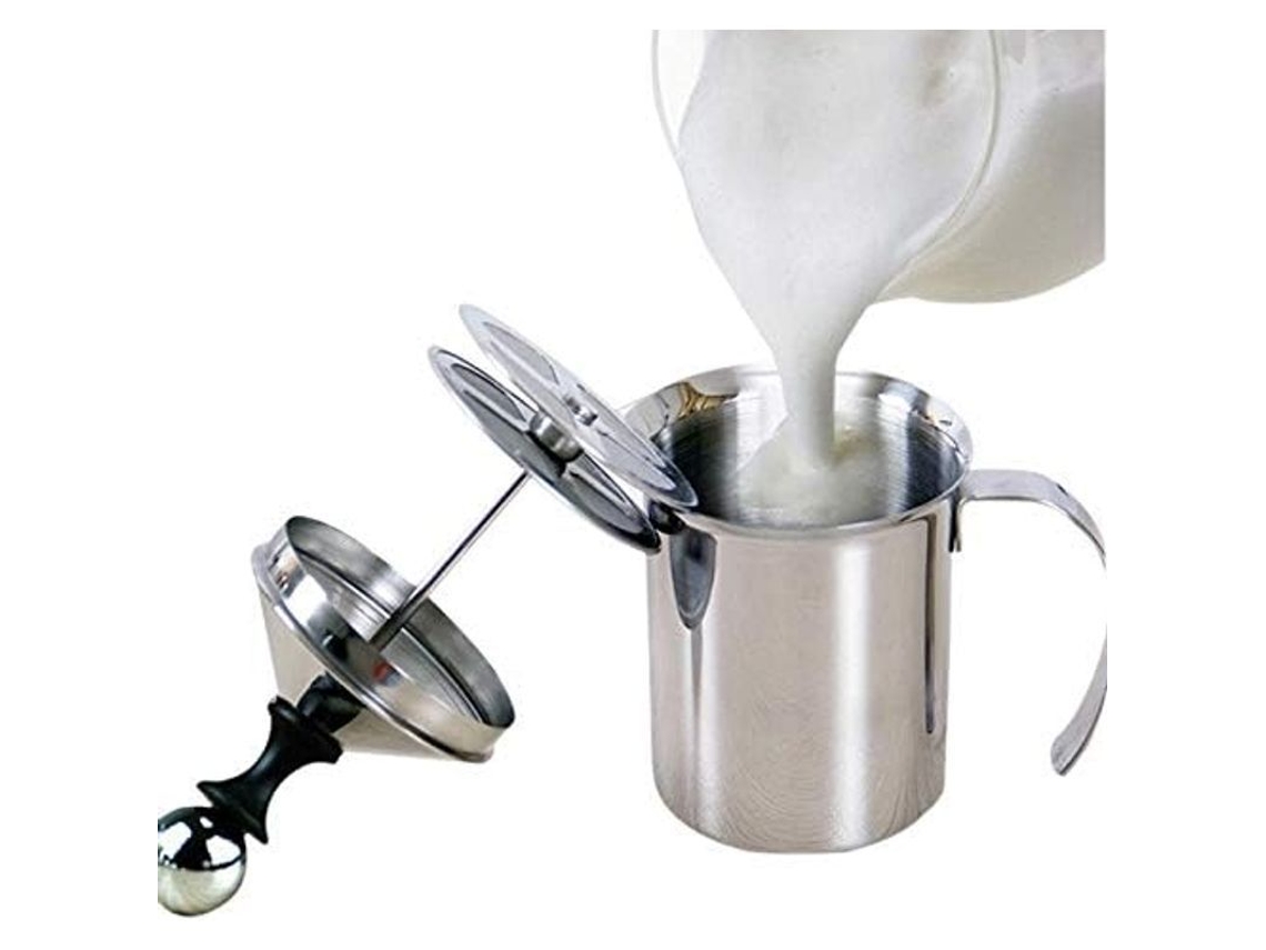 Batidor De Leche Manual De Acero Inoxidable 400ml Para Cappuccino Y Café Latte