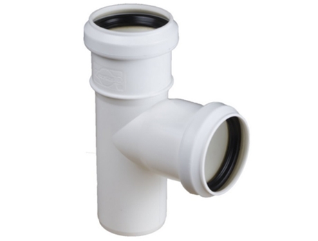 Conector de T de Instalação de Esgoto com Diâmetro de Tubo de 50/32mm e Ângulo de 90 Graus