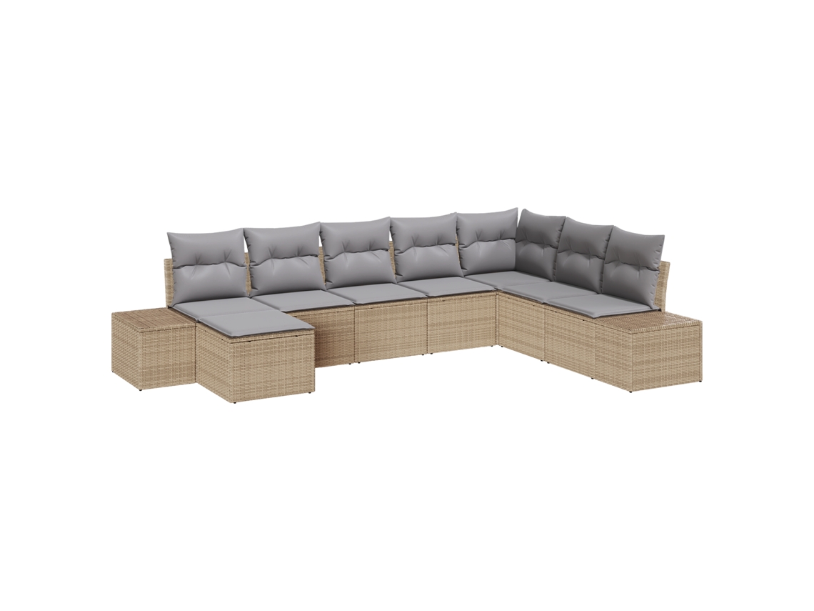 Conjunto 8 Móveis De Jardim Vidaxl Bege Vime Pe (319 X 209 X 85 Cm)