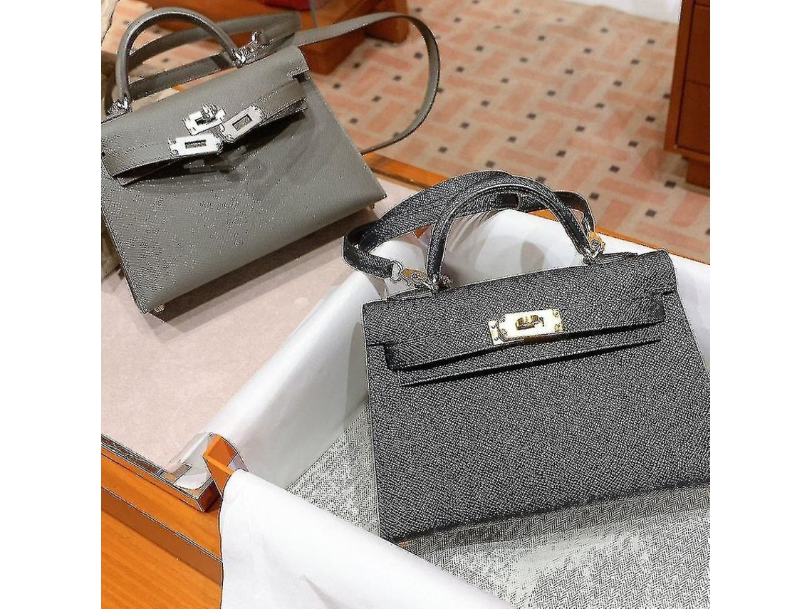 Bolso de Couro Feminino Mini Kelly de Segunda Geração com Fecho de Cremallera e Alça Macia | S/MARCA