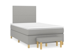 Vidaxl Cama Boxspring Com Colchão 120x190 Cm Tecido Cinzento-claro