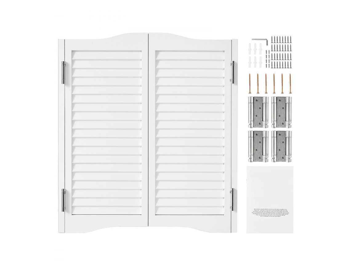 Porta Saloon Dupla Em Pinho Branco 805x28x900mm Com Dobradiças Silenciosas Tekmaquinas