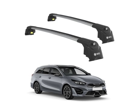 Barras de Telhado Air-2 Kia Ceed Sportswagon Cd 2019 2020 2021 2022 2023 2024 Integrated Rails Prateado TURTLE