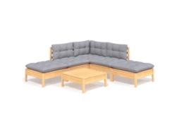 Conjunto de 6 Lounge de Jardim com Almofadões Cinza Pinho MAISON EXCLUSIVE