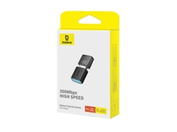 Placa De Rede Externa Usb Wifi 2,4 Ghz 300 Mb/s Preta Slowmoose