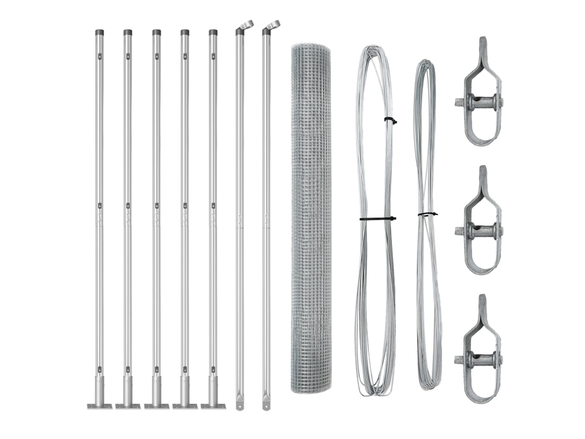 Cerca De Arame Soldado Com 7 Postes Flanados Aço Galvanizado Vidaxl Prateado Aço (10 X 1,2 M)