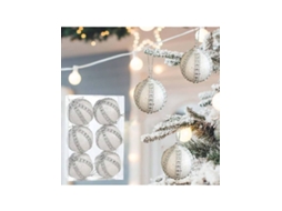 Bola Decorativa Criativa De Árvore De Natal, Bola De Espuma Com Strass Circundantes/6 Unidades Igvtrade