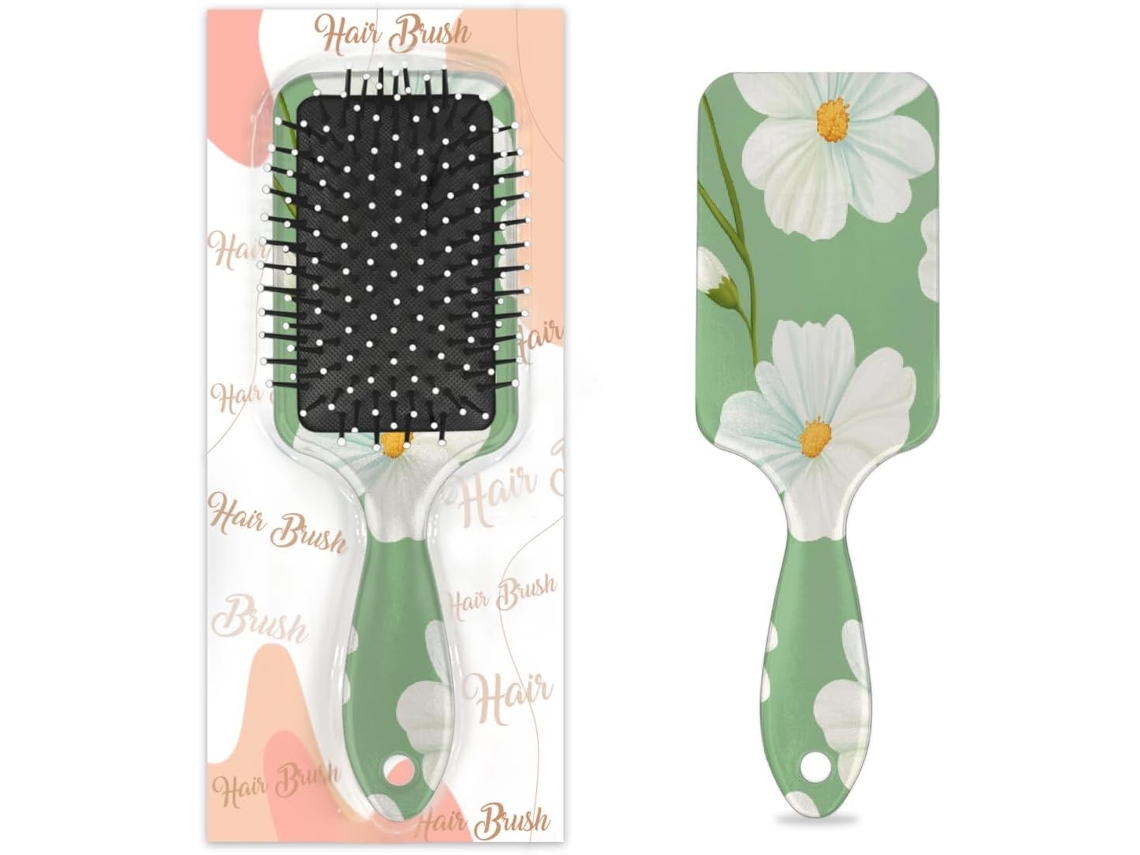 Escova Desembaraçadora Para Cabelos Molhados E Secos, Flores Brancas, Pente Com Almofada De Ar Para Mulheres, Homens