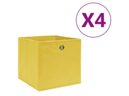 Vidaxl Caixas Arrumação 4 Pcs 28x28x28 Cm Tecido-não-tecido Amarelo
