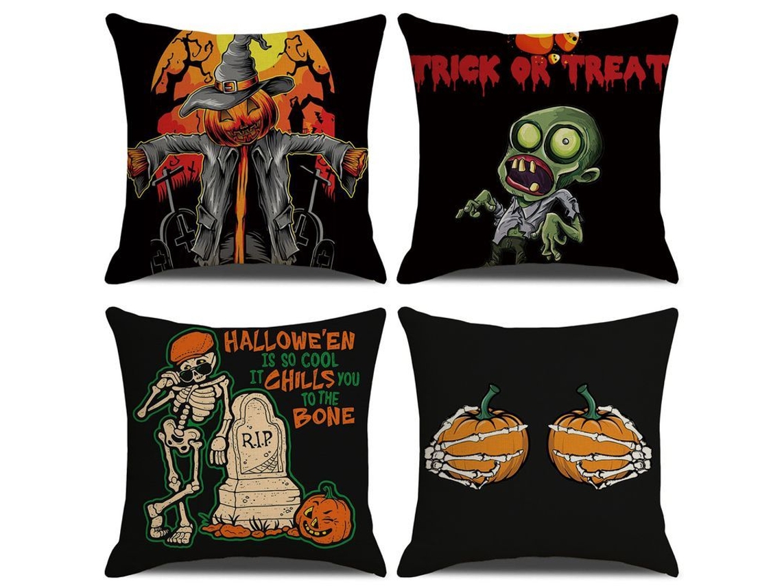 2026 capas de Travesseiro de Halloween Conjunto de 4, Preto para Sala Quarto Sofá Pátio Carro 18x18 Polegadas