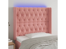 Cabeceira De Cama | Painel De Cama C/ Luzes Led Veludo 103x16x118/128 Cm Rosa