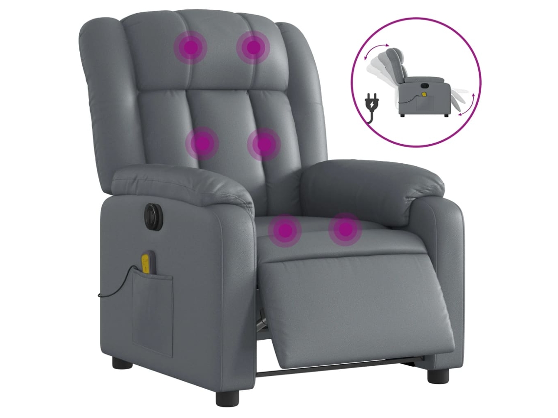 Electric Massage Recliner Chair, Electric Massage Recliner Chairs Vidaxl Cinzeto Couro Artificial