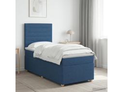 Vidaxl Cama Box Spring Com Colchão Azul 90 X 200 Cm Tecido