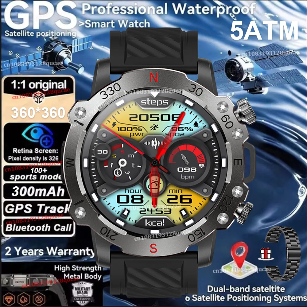 Smartwatch com GPS, À Prova D'Água, Monitoramento de Atividades MDUG
