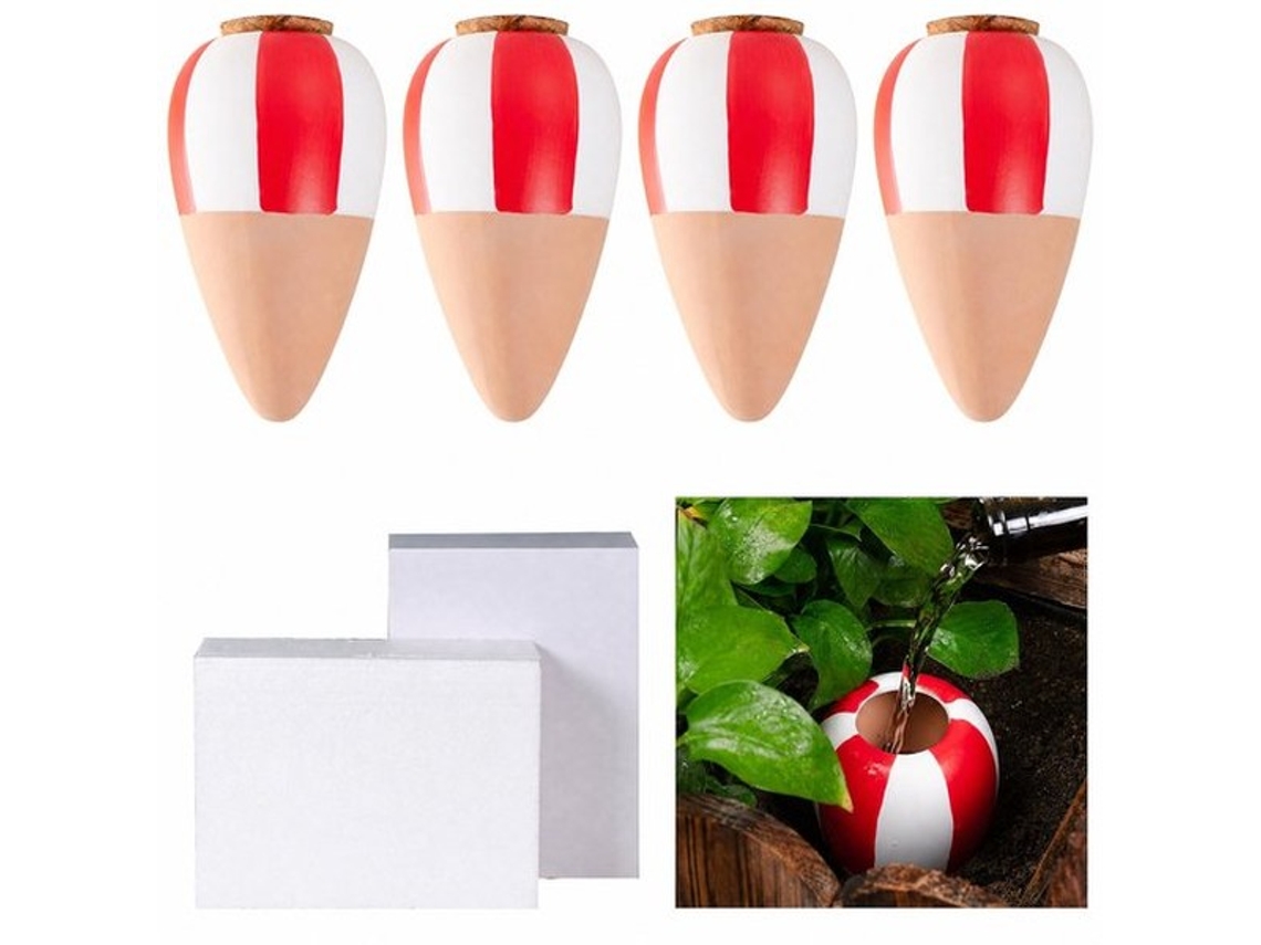 Sistema De Regaço Para Plantas - 4 Unidades - Irrigação Automática - Bolas De Água Auto-suficientes - Terracota - 190 Ml Por Unidade - Ambientalmente