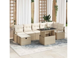 Vidaxl Conjunto De Sofá De Jardim 8 Unid. Bege Vime Pe