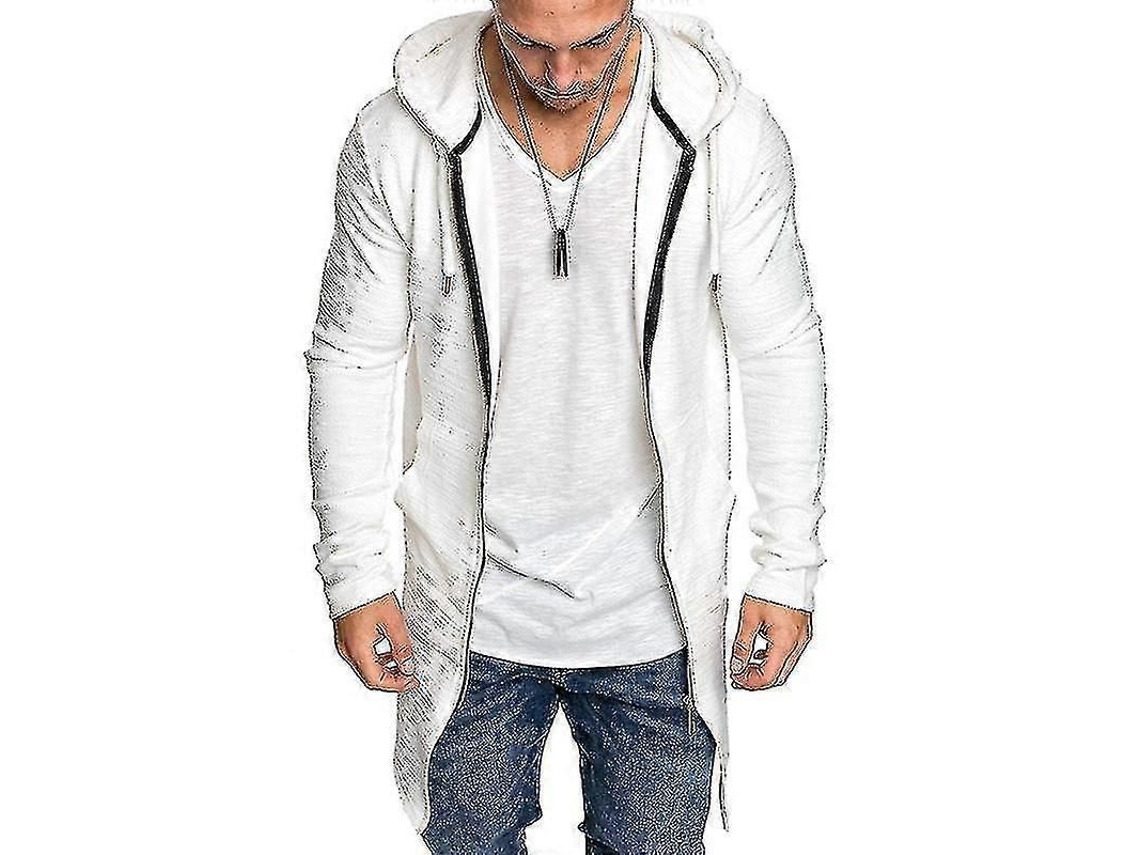 Chaqueta De Invierno Para Hombre Con Capucha, Cremallera Y Manga Larga, Suéter De Algodón Blanco Xl