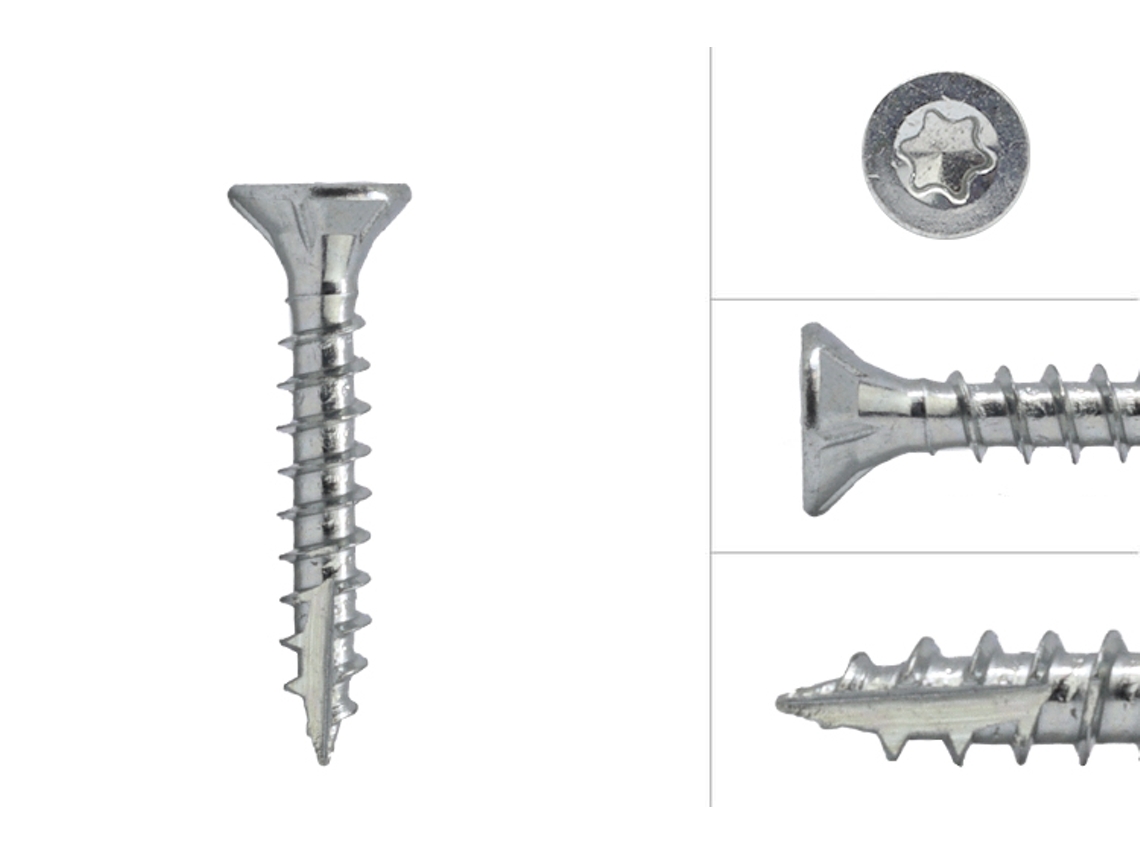 Parafusos para Aglomerado Galvanizados 4 X 25 Mm Torx 20 Caixa 200 Peças WOVAR