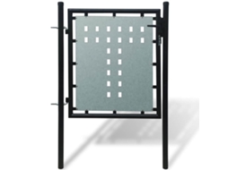 Vidaxl Portão De Cerca De Porta Única Preto 100x75 Cm