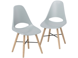 Conjunto De 2 Cadeiras De Jantar Modernas Em Plástico Cinza Com Encosto Curvado 47x49x84 Cm Para Cozinha
