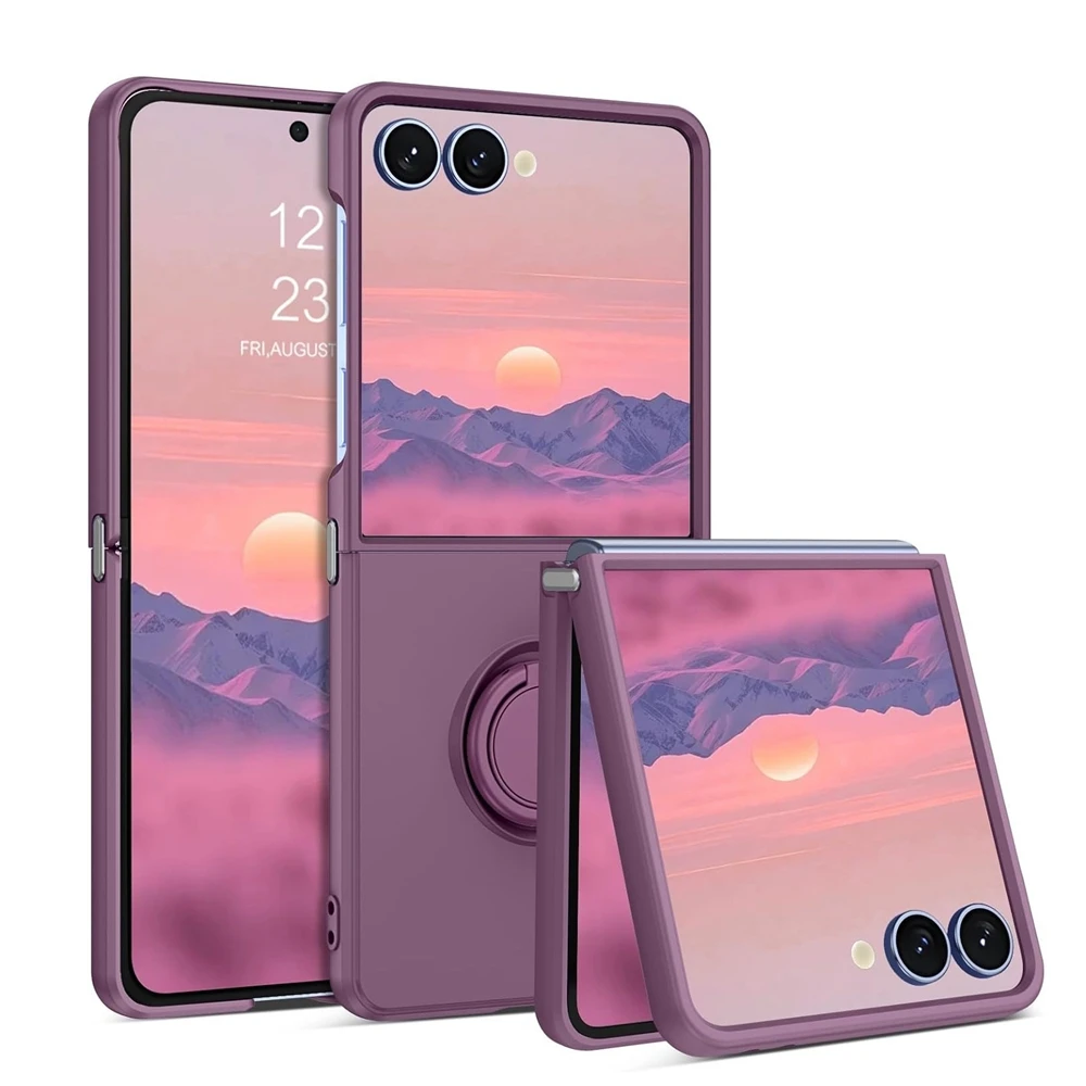 (roxo Escuro, Galaxy Z Flip5) Capa De Celular Elegante Em Silicone Fosco, Resistente A Impactos, Com Suporte Magnético Para Carro.