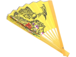 Grande Leque Dobrável Decorativo Chinês Bambu Amarela Robusta Decoração Parede Ideal Estar Festas Dança GOKOCO