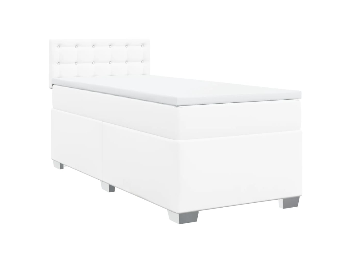 Cama com Molas Couro Artificial Branco MAISON EXCLUSIVE 90x190 cm