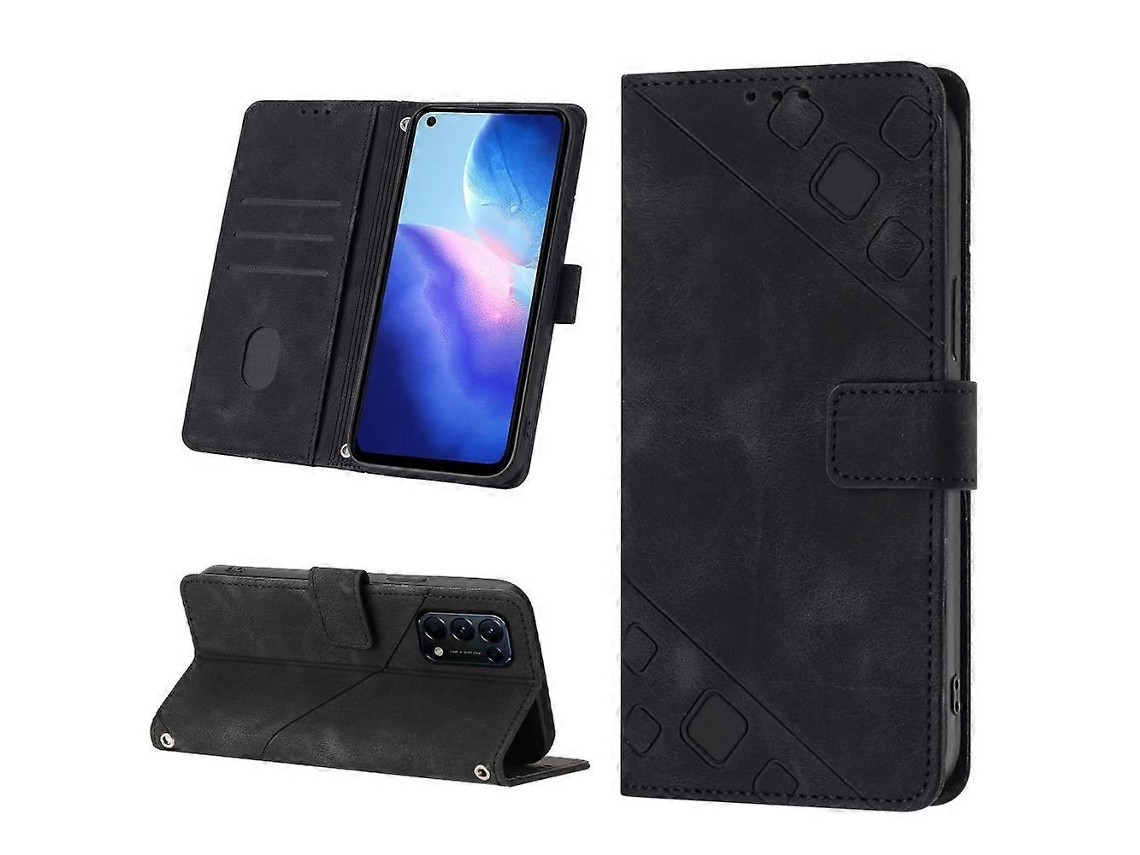 Capa De Celular Em Couro Sintético Texturizado Com Toque Agradável Para Oppo Reno5 4g / Reno5 5g