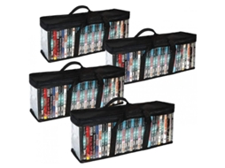 2026rebe bolsa Organizadora para Dvd, Blu ray Y Juegos Ps4 Con Tapa Transparente, Manejo Portátil Y Capacidad para 80 Unidades 4 Pack